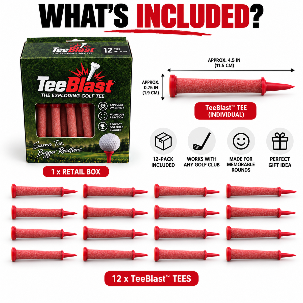 TeeBlast™ Exploding Golf Tees - 12 Pack