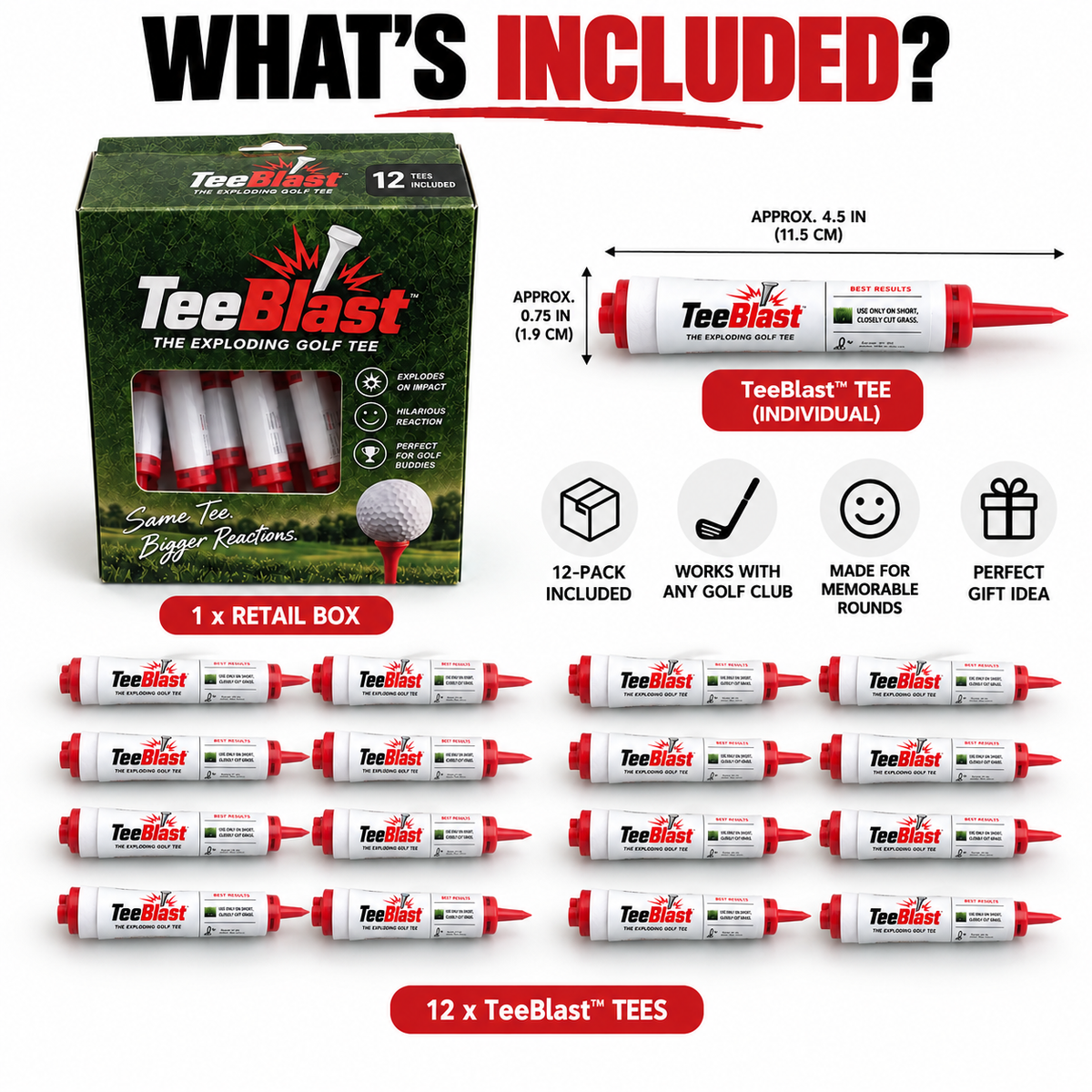 TeeBlast™ Exploding Golf Tees - 12 Pack