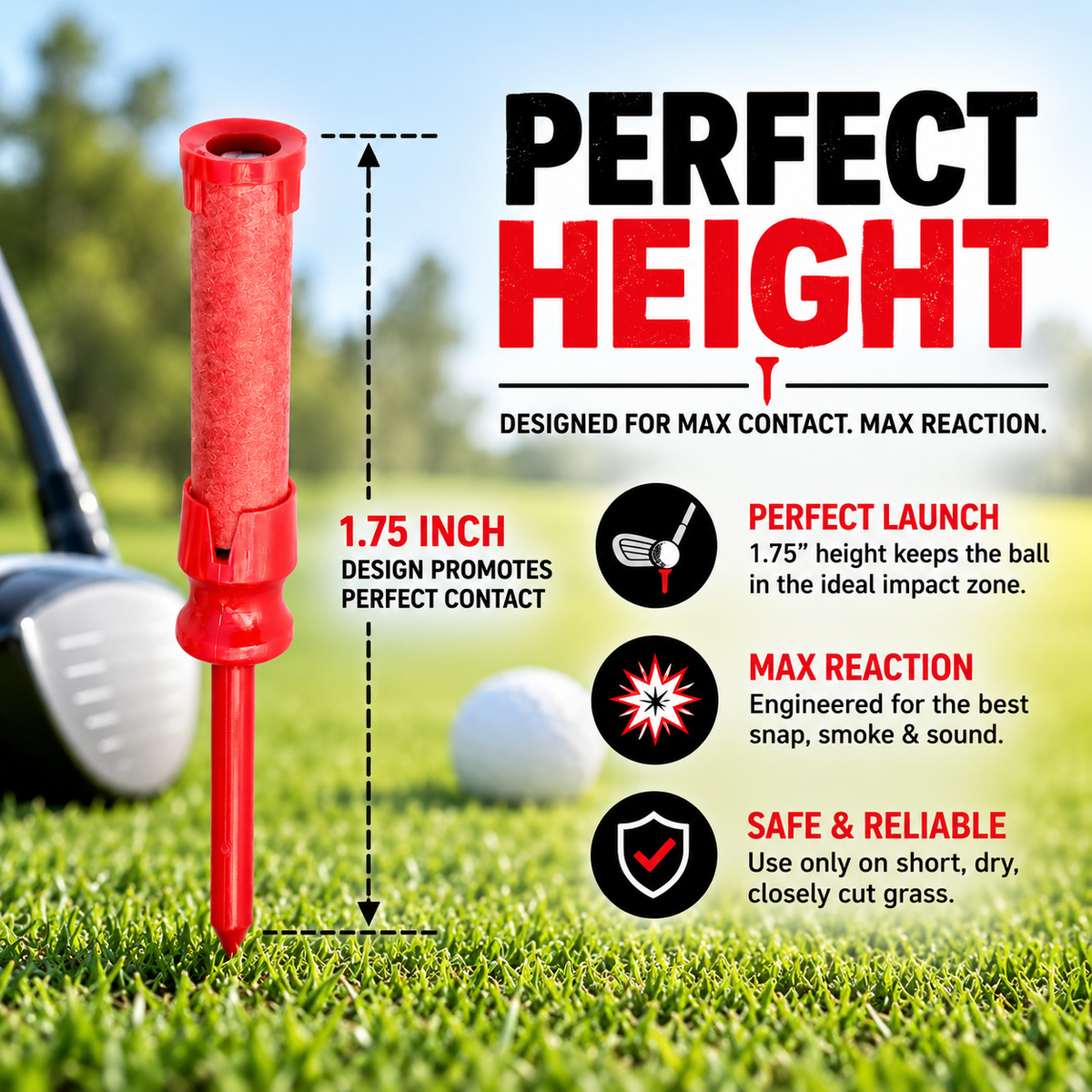 Novelty golf tee shown at playing height
